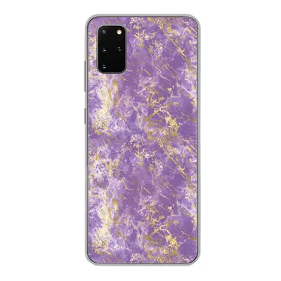 Produktbild von MuchoWow® Handyhülle Schutzhülle Hülle für Samsung Galaxy S20 Plus Marmor - Lila - Gold - Muster Silikon Softcase Handy Hülle - Hartschale