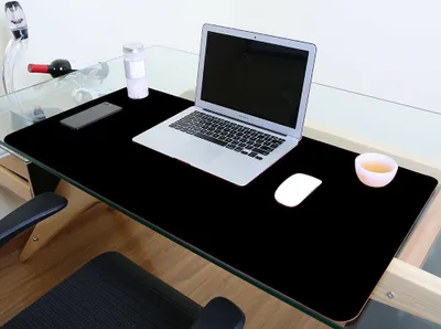 Image de Sous-mains, Sous-mains pour ordinateur portable, Protection de bureau, Tapis de souris pour ordinateur portable, CuirPolyuréthanerecto-verso,Bloc d'écriture étanche antidérapant pour bureau, maison (120*60cm, Noir + Rouge)