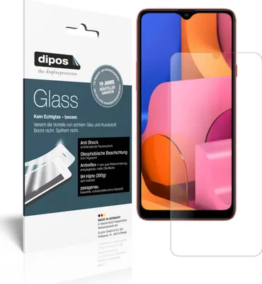 Produktbild von 1x Schutzfolie für Samsung Galaxy A20s matt - Anti-Shock 9H Folie dipos Glass Kunststoffglas