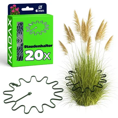 Immagine prodotto di Supporto per piante perenni KADAX rotondo Ø 21 cm in set da 20, supporto per piante in plastica, supporto per piante perenni per ortensie e peonie, supporto per ortensie, anello per piante (verde, 20 pezzi)