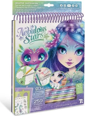 Zdjęcie produktu dla Szkicownik z kredkami, szablonami i naklejkami M Nenuphia Nebulous Stars