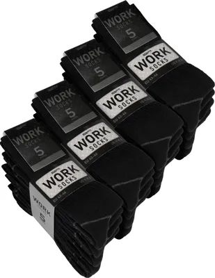 Produktbild von BRUBAKER 20 Paar Herren Arbeitssocken - Work Socken für optimalen Halt auf der Arbeit - Herrensocken aus Baumwolle, Schwarz, 43-46