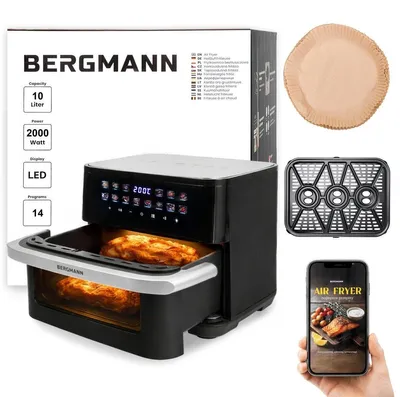 Produktbild von Heißluftfritteuse 10 L 2000 W 14 Programme Sichtfenster | BERGMANN