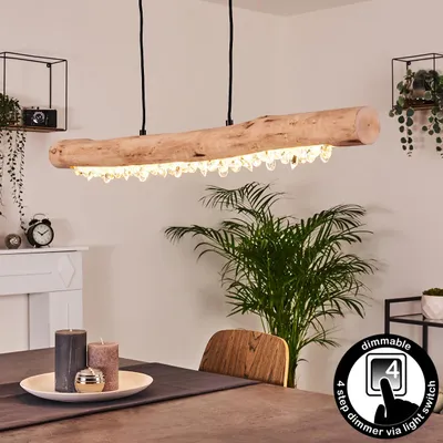 Produktbild von Arzano »Arzano« dimmbare Hängelampe aus Metall/Holz in Nickel-matt