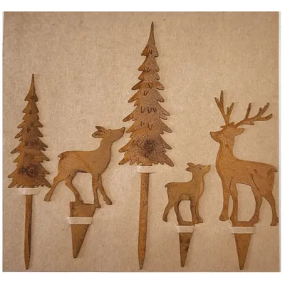Produktbild von Edelrost Hirsch-Tannen Set 5-teilig für Adventskranz & Türkranz - Rostdeko