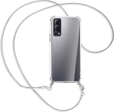 Produktbild von Handykette Backcover-Schutzhülle mit Band (Metall silberfarben) für vivo Y52 5G / Y72 5G / vivo iQOO Z3 - silberfarbene Kette Snake