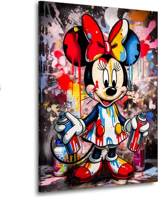 Produktbild von Pop Art Graffiti Beautiful Minnie Leinwandbild Wandbild Kunstdruck XL Wanddeko: 105x140x4cm