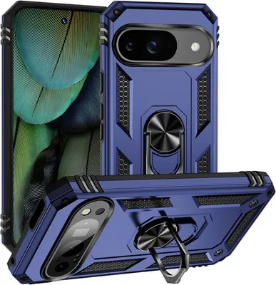 Produktbild von Conie Outdoor Schutzhülle für Google Pixel 9 Tasche Silikon Hard Case Cover Hülle mit Halter Ständer in Blau