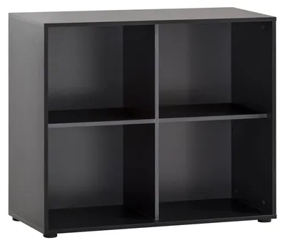 Regal mit 4 offenen Fächern, matt schwarz, 100x41x83,6 cm