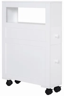 Produktbild von Badezimmerschrank mit 2 Schubladen, platzsparend, mit 4 Rollen, 16 x 52 x 71,5 cm, Wei?