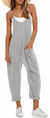 Produktbild von Damen-Jumpsuit, ärmellos, V-Ausschnitt, Spaghettiträger
