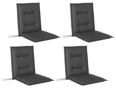 Produktbild von 4er Set Sitzkissen 108 x 50 x 5 cm Stuhlkissen mit Bändern, Outdoor Indoor Sitzauflage Dunkelgrau