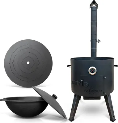 Produktbild von Utschak Uchag Feuerofen Ø 49 cm 2 mm Stahl Herdplatte 4mm, Kazan 22 L Казан Учаг