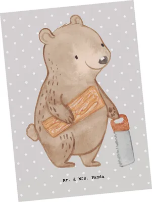 Produktbild von Mr. & Mrs. Panda Postkarte Tischler Herz - Grau Pastell - Geschenk, Fotokarte, Grußkarte, Ansichtskarten, Ansichtskarte, Postkarten