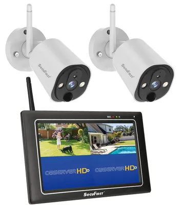 Produktbild von Überwachungskamera-Set für den Außenbereich – 2K, 3 Megapixel, kabellos – 7-Zoll-Monitor – für Innen- und Außenbereich