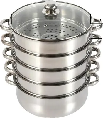 Obrázok produktu pre Parník, nerezová oceľ, viacstupňový dizajn, 28 cm
