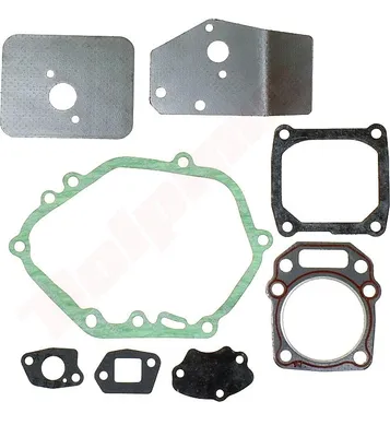 A collection of engine gaskets laid out on a white background.