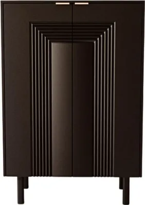 Produktbild von Yoko Kommode Mit Dekorativen Fronten Und Goldgriffen / Schuhschrank / 80 Cm / Schwarz