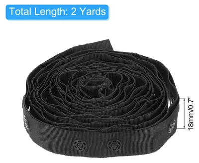 Produktbild von 2 Yard Snap Button Tape Double Buckle zum N?hen, Baumwoll-Snap-Button-Bandverschluss-Schnallenband fš¹r Kleidung Stoff DIY Handwerk, Schwarz