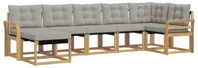Produktbild von vidaXL Outdoor-Sofagarnitur mit Kissen 7 pcs Weiß und Hellgrau