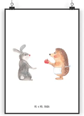 Produktbild von Mr. & Mrs. Panda Bild Hase Igel DIN A3 - Weiß - Geschenk, Trösten, Trennungsschmerz, Wanddekoration, und, wanddeko, Lustige Sprüche, drucke, Herzschmerz, Wandbild