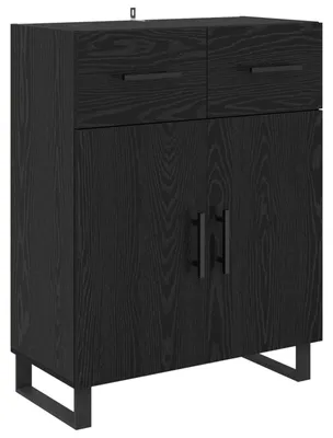 Image de vidaXL Sideboard noir imitation chêne 69,5 x 34 x 90 cm Bois composite
