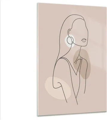 Produktbild von Bilder auf glas - Einteilig - Stück Linie Frau - 80x120cm - Glasbilder - Wandbilder - Bilder - zum Aufhängen bereit - Wanddekoration aus Glas - Glas Bilder - Wandbild auf Glas - GPA80x120-4766