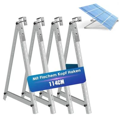 Immagine prodotto di Staffa per centrale elettrica da balcone Montaggio su ringhiera, facciata e tetto piano per 2 moduli solari Set di staffe con angolo regolabile 0-90°, argento