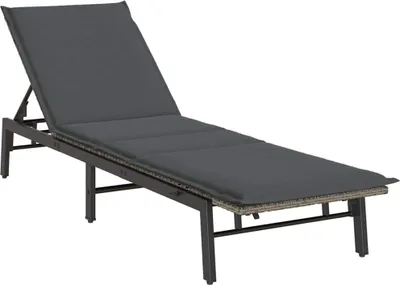 Produktbild von vidaXL Sonnenliege mit Auflage Grau Poly Rattan