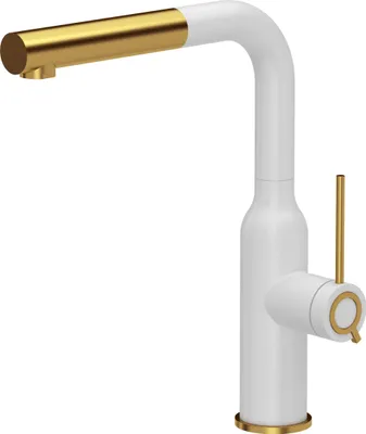 Produktbild von QUADRON Küchenarmatur ANGELINA Q LINE SteelQ, Mischbatterie 360°, Armatur Küche Edelstahl, Farbe: Weiß, Höhe: 31 cm, Wasserhahn für Küche