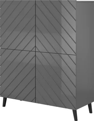 Produktbild von Furniture24 Schrank Abeto 100 Kommode Regalschrank Wohnzimmerschrank Graphite/Graphite Hochglanz