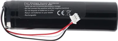 Produktbild von Akku passend für Philips Avent SCD630NTA3459-4, NTA3460-4 Li-ion, 3,7V, 2600mAh, 9,6Wh