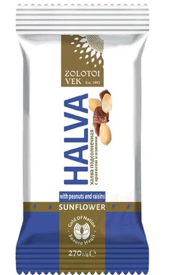 Produktbild von Halva mit Erdnüssen und Rosinen 270g