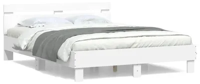 Produktbild von vidaXL Bettgestell mit Kopfteil Weiß 150x200 cm Holzwerkstoff