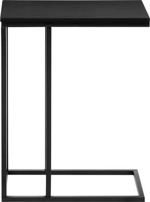 Produktbild von Beistelltisch DEBORA, praktischer Wohnzimmertisch in C-Form, schöner Couchtisch Tischplatte rechteckig in schwarz, eleganter Sofatisch mit Metallgestell in schwarz