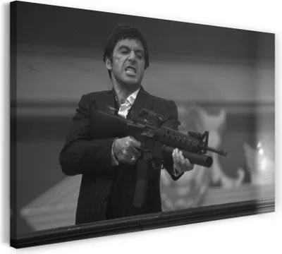 Produktbild von Leinwandbild (120x80cm): Wandbild Scarface Tony Montana, echter Holz-Keilrahmen inkl. Aufhänger, handgefertigt in Deutschland