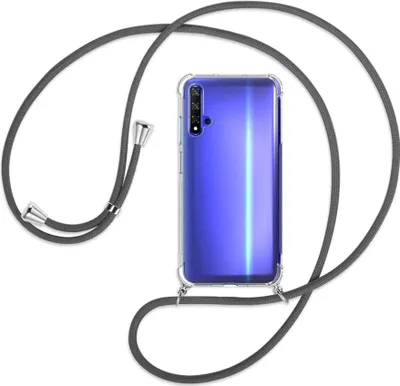 Produktbild von Handykette Backcover-Schutzhülle mit Band (Metall silberfarben) für Honor 20 / Huawei nova 5T - dunkelgrau
