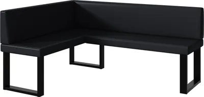 Produktbild von MEBLINI Eckbank für Esszimmer - Küchenbank - Essecke - Sitzecke Küche - TONI - U-Beine 128x168x87cm Links - Schwarz Kunstleder