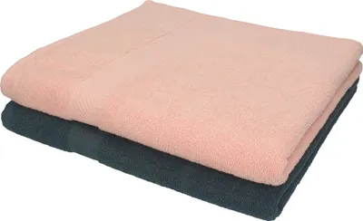 Produktbild von Betz 2 Stück Duschtücher 70x140 cm PALERMO 100% Baumwolle  Farbe: anthrazit und apricot