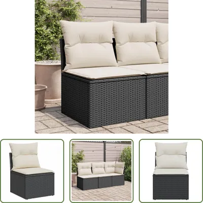 Immagine prodotto di The Living Store Divano da giardino senza braccioli con cuscini in Poly Rattan nero