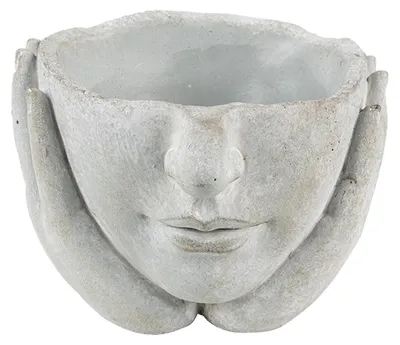 Image de Clayre & Eef Pot de fleurs tête Ø 11x11 cm Gris pierre