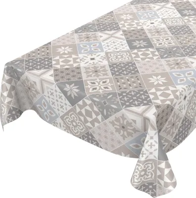 Produktbild von Tischdecke Wachstuch Retro Grau Robust Wasserabweisend Breite 140 cm Länge 180 cm