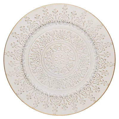 Image de Clayre & Eef Soucoupe Ø 33 cm Blanc Doré Plastique
