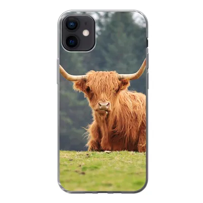 Produktbild von MuchoWow® Handyhülle Schutzhülle Hülle für iPhone 12 mini Schottische Highlander - Gras - Wald Silikon Softcase Handy Hülle - Bild