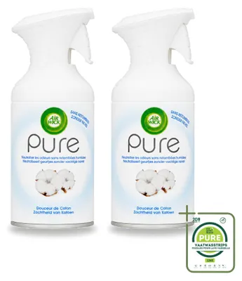 Zdjęcie produktu dla 2 sztuki sprayu do pomieszczeń Air Wick - zapach "Miękkość bawełny" - 250 ml - opakowanie zbiorcze