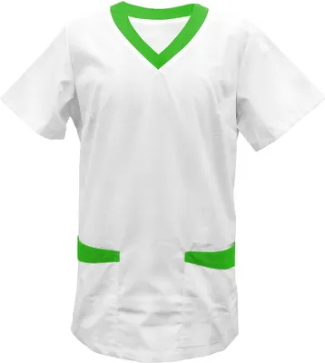 Produktbild von Kasack weiß mit Besatz lemongreen Gr. XL  : XL : 50% Baumwolle 50% Polyester 175 g/m² : lemon green