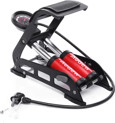 Produktbild von AUDEW 2-Zylinder Fußpumpe Tretluftpumpe Fußluftpumpe mit Manometer Radpumpe 160PSI