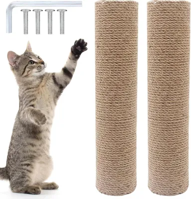 Productafbeelding van Kattenkrabpaal 40 cm, 2 stuks, M8-schroeven, sisal, voor katten