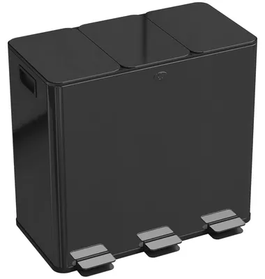 Produktbild von HOMCOM Mülleimer 3x20L Abfalleimer aus Edelstahl mit Softclose Deckel Schwarz