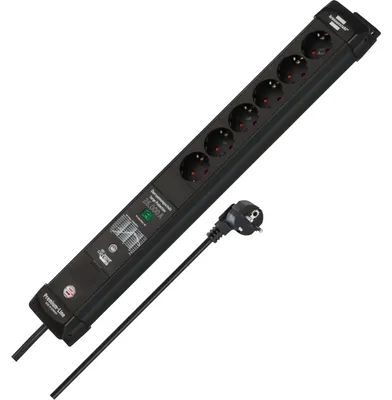 Produktbild von Brennenstuhl 1951160611, 6 AC-Ausgänge, 1,8 m, Schwarz, Schwarz, 16 A, 90 mm